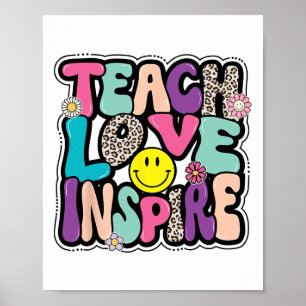 Ck To School Teach Love Inspire Retro Teachers Wom Poster
