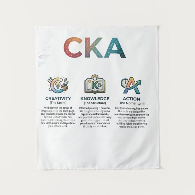 CKA – Creativity Knowledge Action | Inspirational  Tapestry (Front)