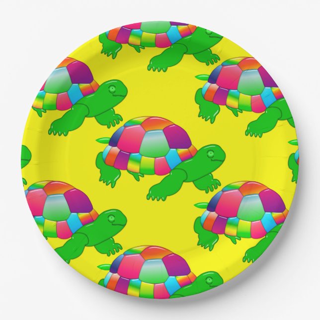 CKC Lil Glass Turtle, Yellow-Paper Party Plates (Front)