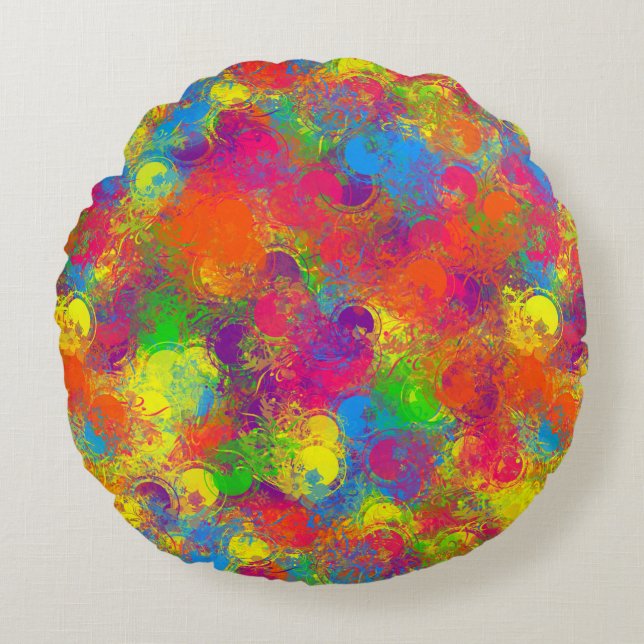 CKC Paint Can Florals-16in Coussin rond (Devant)