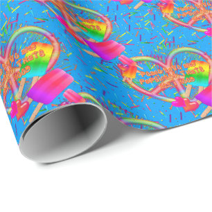 CKC-Peace, Love and Popsicle's, Blue-Gift Wrapping Paper