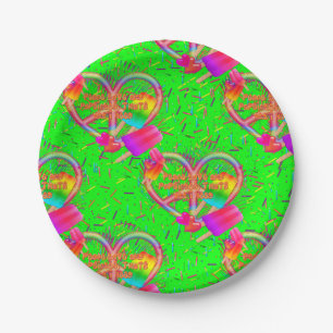 CKC-Peace,Love and Popsicle's, Neon-Paper Plates