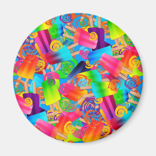 CKC Popsicle Swirls Blue-ROUND MAGNET