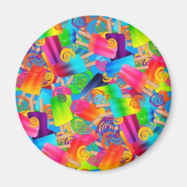 CKC Popsicle Swirls Blue-ROUND MAGNET (Front)