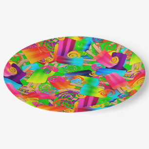 CKC Popsicle Swirls, Neon-PAPER PARTY PLATES