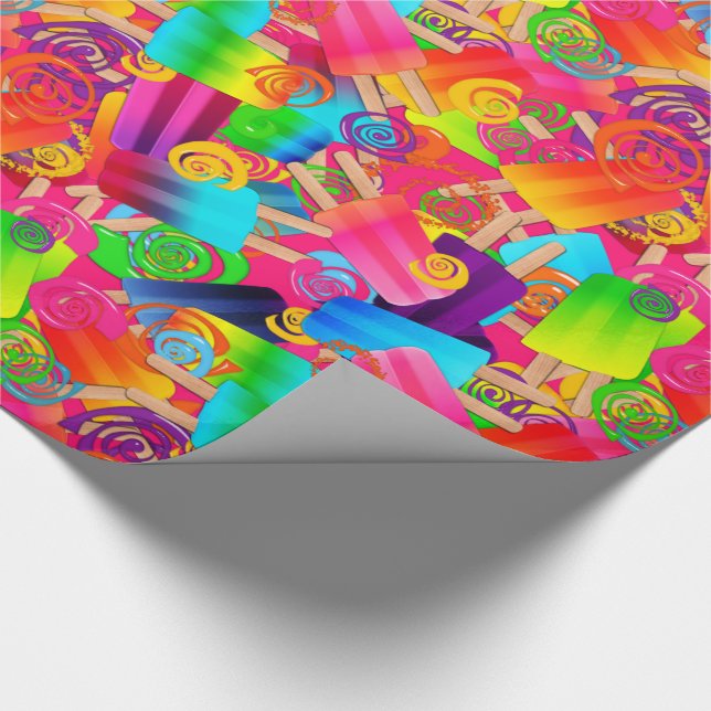 CKC Popsicle Swirls, PINK-Gift Wrapping Paper (Corner)