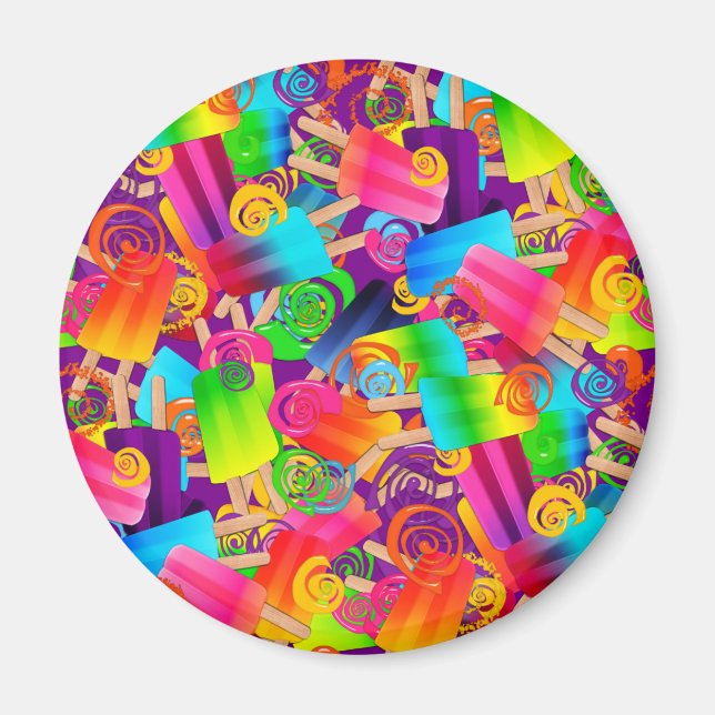CKC Popsicle Swirls Purple-ROUND MAGNET (Front)