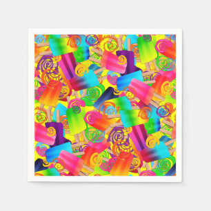 CKC-Popsicle Swirls, Yellow-Paper Party Napkins