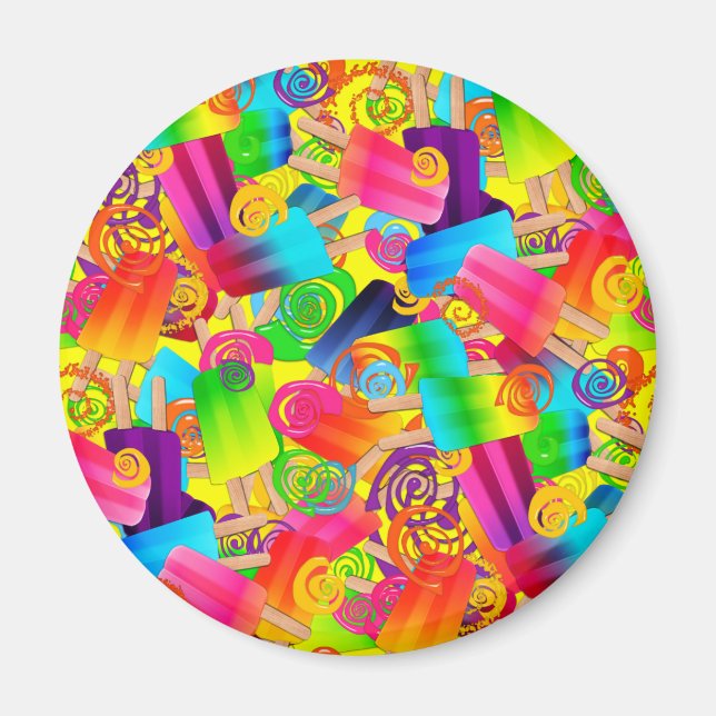 CKC Popsicle Swirls Yellow-ROUND MAGNET (Front)
