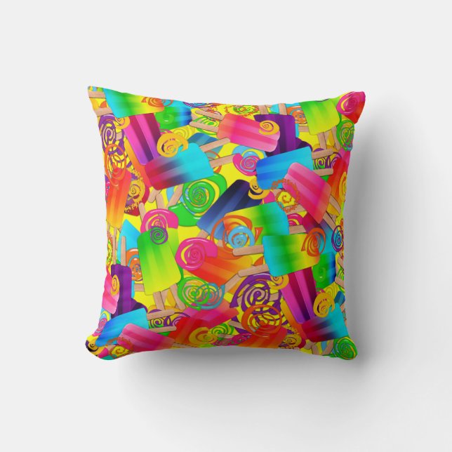 CKC Popsicle Swirls, Yellow-SQ THROW PILLOW (Front)