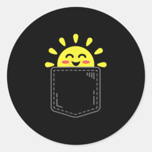 Cket Of Sunshine Happy Summer Sun Motivational Ins Classic Round Sticker