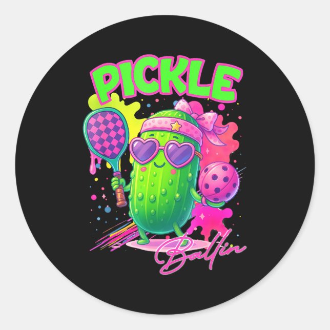 Ckle Ballin Cute Ckleball Women Girls Ckleball Lov Classic Round Sticker (Front)