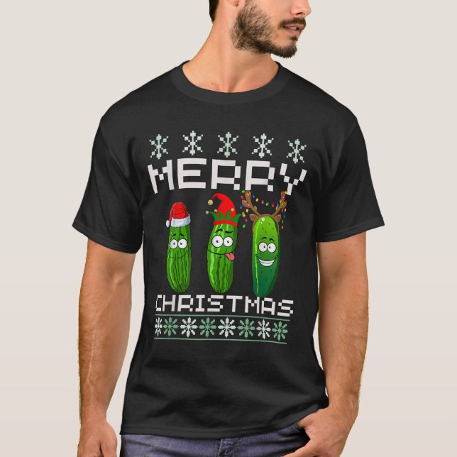 Ckle Lover Xmas Lighting Santa Ugly Ckle Christmas T-Shirt (Front)