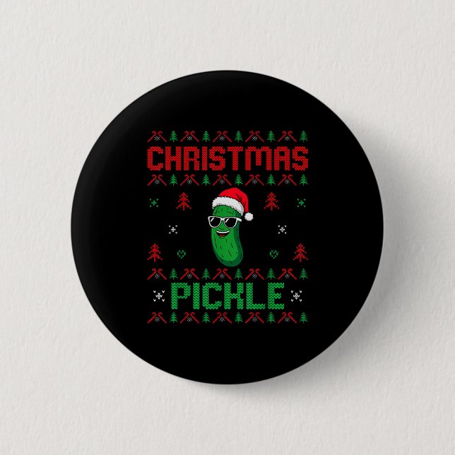 Ckle Wearing Santa Hat Xmas Party - Ugly Christmas 2 Inch Round Button (Front)