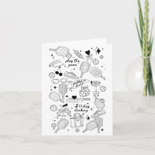 Ckleball Doodles In Black On Beige Retro Comfort C Card