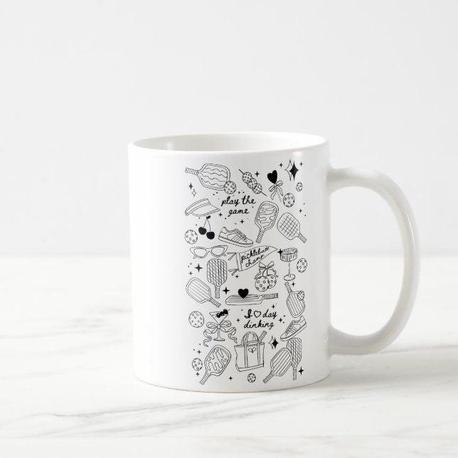 Ckleball Doodles In Black On Beige Retro Comfort C Coffee Mug (Right)