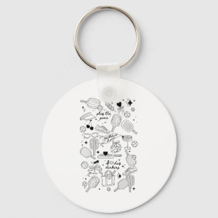 Ckleball Doodles In Black On Beige Retro Comfort C Keychain