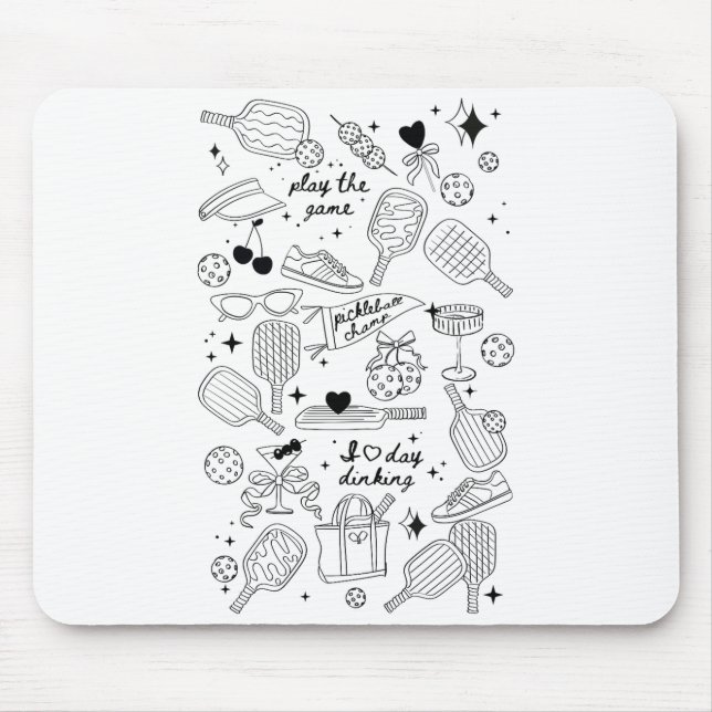 Ckleball Doodles In Black On Beige Retro Comfort C Mouse Pad (Front)