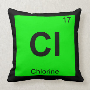 Cl - Chlorine Chemistry Periodic Table Symbol Throw Pillow