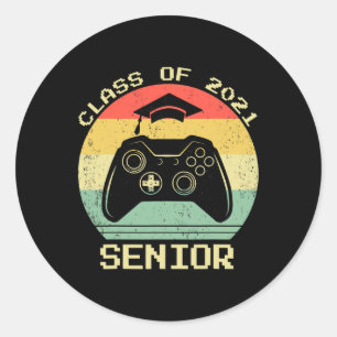 Cl Of 2021 Cute Graduation Gift Video Game Gamer 1 Classic Round Sticker