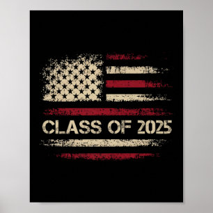 Cl Of 2025 American Flag Usa Graduation Boys Girls Poster