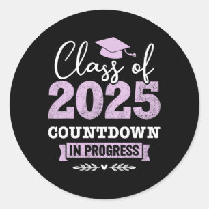 Cl Of 2025 Countdown In Progress Senior Graduation Classic Round Sticker