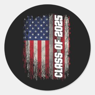 Cl Of 2025 Funny Senior 2025 Usa American Flag Classic Round Sticker