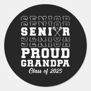Cl Of 2025 Lacrosse Grandpa Senior Graduation Grad Classic Round Sticker