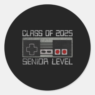 Cl Of 2025 Senior Level Back To School Gamer Gradu Classic Round Sticker