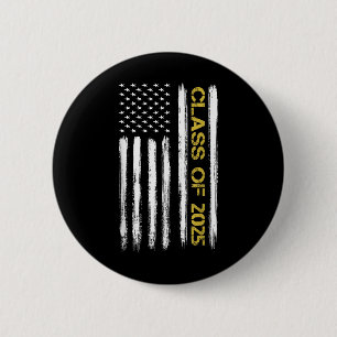 Cl Of 2025 Senior Patriotic American Flag Graduati 2 Inch Round Button