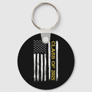 Cl Of 2025 Senior Patriotic American Flag Graduati Keychain