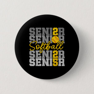 Cl Of 2025 Senior Softball Retro Graduation 2025 M 2 Inch Round Button