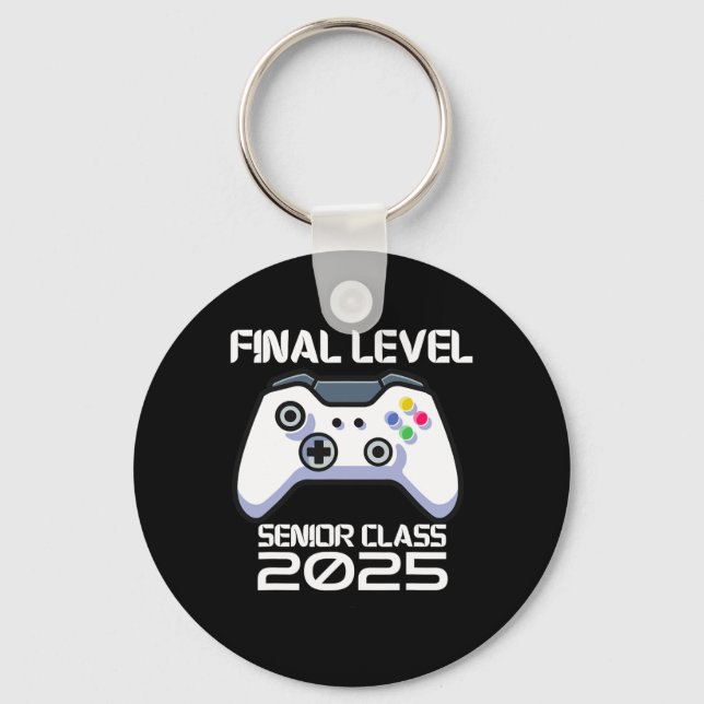 Cl Of 2025 Senior Video Game Final Level School Ga Keychain (Front)