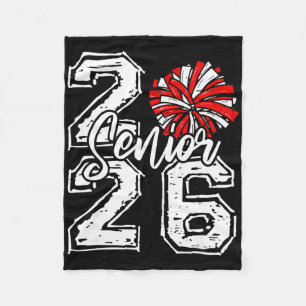 Cl Of 2026 Cheer Senior 2026 Red Pom Pom Cheerlead Fleece Blanket