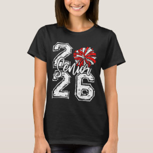 Cl Of 2026 Cheer Senior 2026 Red Pom Pom Cheerlead T-Shirt
