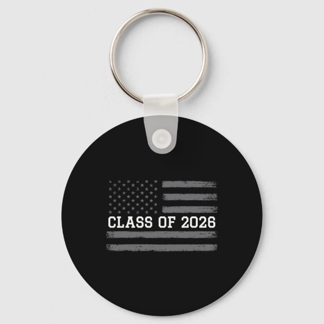 Cl Of 2026 Graduation American Flag Distressed Gra Keychain (Front)