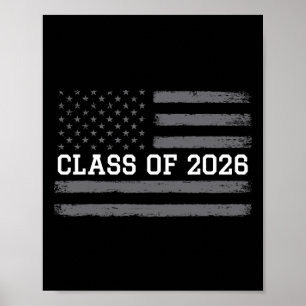 Cl Of 2026 Graduation American Flag Distressed Gra Poster