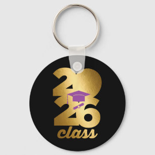 Cl Of 2026 Graduation Golden Numbers Cap Diploma Keychain