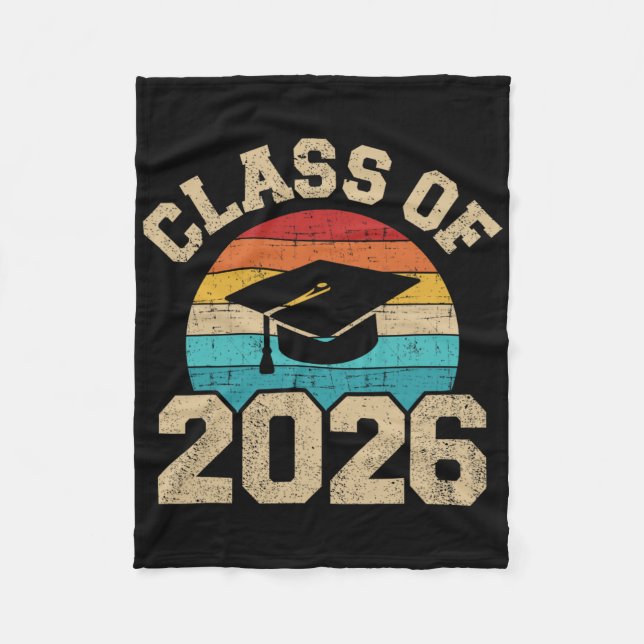Cl Of 2026 Graduation Hat Retro  Fleece Blanket (Front)