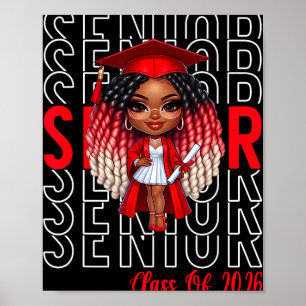 Cl Of 2026 Senior 2026 Black Women Girls Graduatio Poster