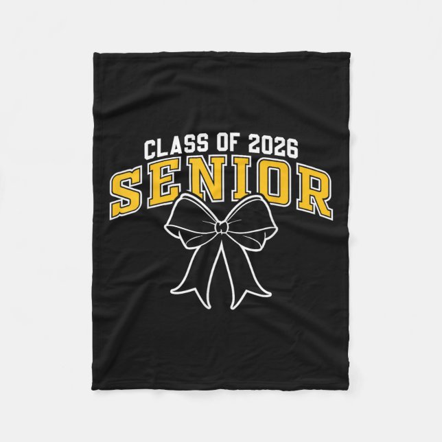 Cl Of 2026 Senior Graduation Black Gold Coquette B Fleece Blanket (Front)