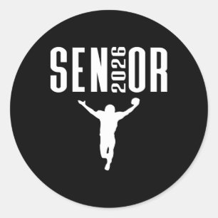 Cl Of 2026 Senior Sports Themed Football Player Gr Classic Round Sticker