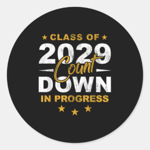 Cl Of 2029 Count Down Graduating Fun First Day 8th Classic Round Sticker