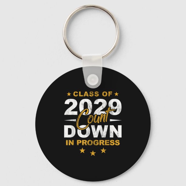 Cl Of 2029 Count Down Graduating Fun First Day 8th Keychain (Front)