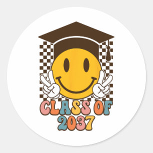 Cl Of 2037 Graduation First Day Of School Smile Fa Classic Round Sticker