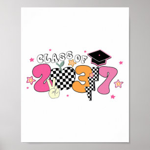 Cl Of 2037 Pre K Grow With Me Graduation Groovy Poster