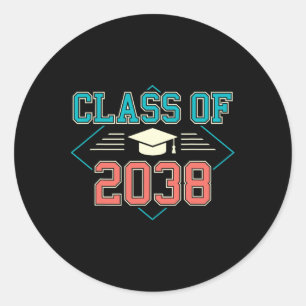 Cl Of 2038 First Day Of School Pre K Grow To Gradu Classic Round Sticker