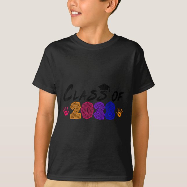 Cl Of 2038 Grow With Me Funny Kindergarten To Grad T-Shirt (Front)