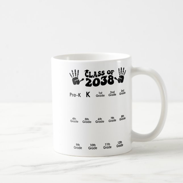 Cl Of 2038 Grow With Me Handprint Back To School  Coffee Mug (Right)