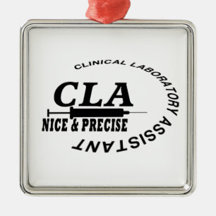 CLA SLOGAN - NICE AND PRECISE! LABORATORY METAL ORNAMENT
